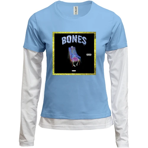 Женский лонгслив Комби, синий, с Bones