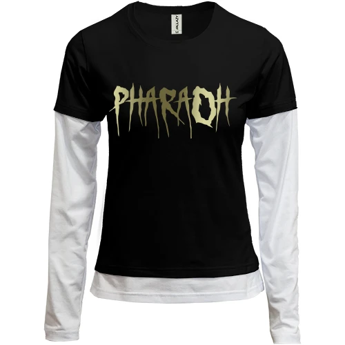 Женский лонгслив Комби, черный, с логотипом PHARAOH