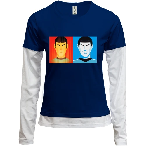 Женский лонгслив Комби со Споком и Джеймсом (Star Trek)