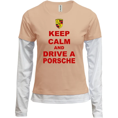 Женский лонгслив Комби Keep calm and drive a Porsche