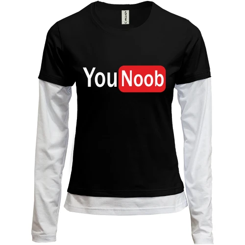 Женский лонгслив Комби с надписью "You Noob"