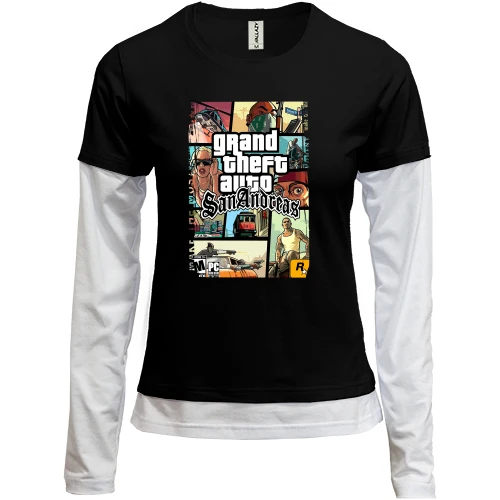 Жіночий лонгслів Комбі, Чорний, GTA - San Andreas