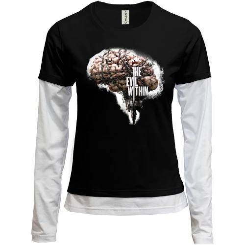 Женский лонгслив Комби с The Evil Within и мозгом