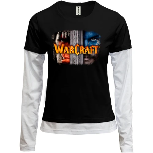 Женский лонгслив Комби, Черный, с постером к WarCraft