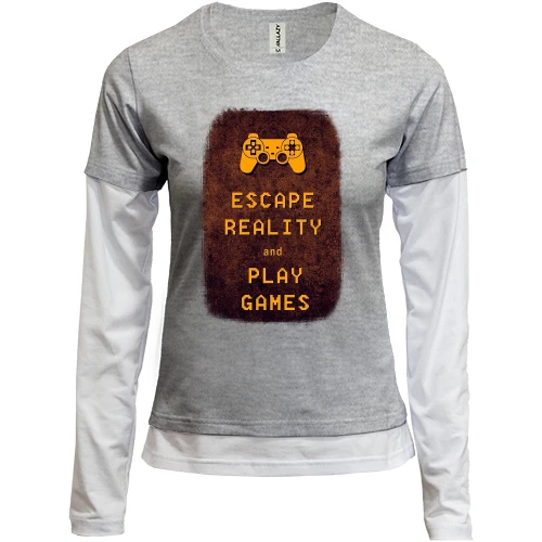 Женский лонгслив Комби с надписью "Escape reality and play games"