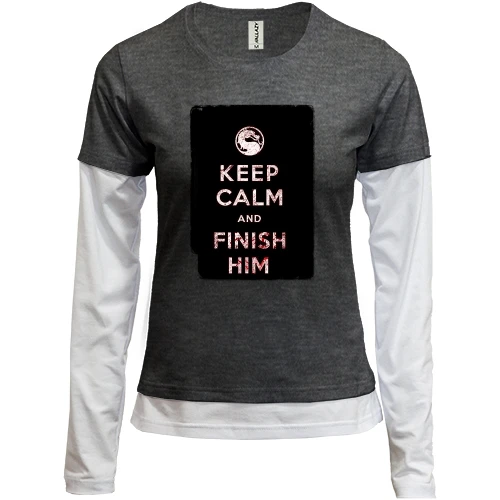Женский лонгслив Комби с надписью "Keep calm and finish him" Mortal Kombat