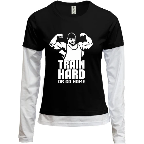 Женский лонгслив Комби Train hard or go home