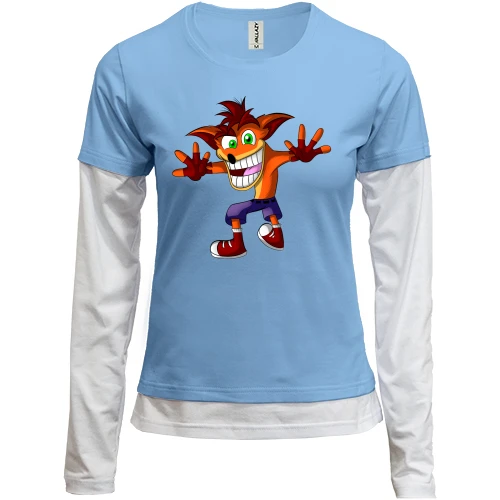 Женский лонгслив Комби с иллюстрированным Crash Bandicoot