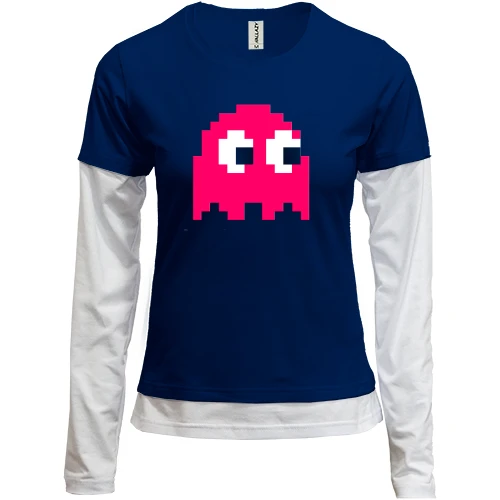 Женский лонгслив Комби с мобом из игры Pac man