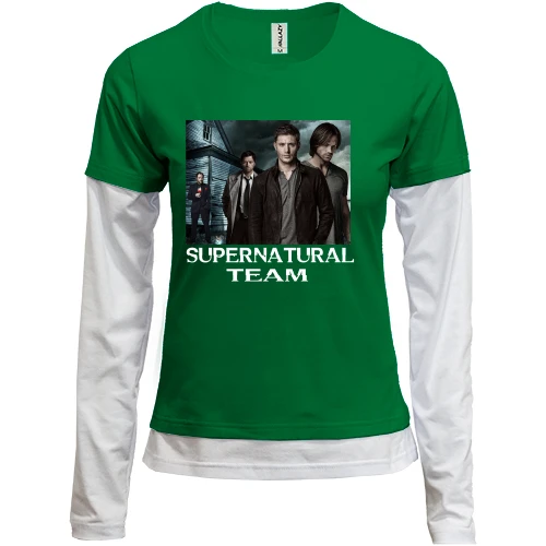 Женский лонгслив Комби, Зеленый, Supernatural Team
