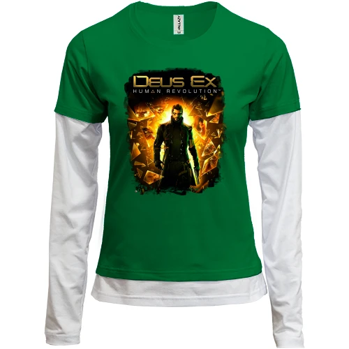 Женский лонгслив Комби с постером игры Deus Ex