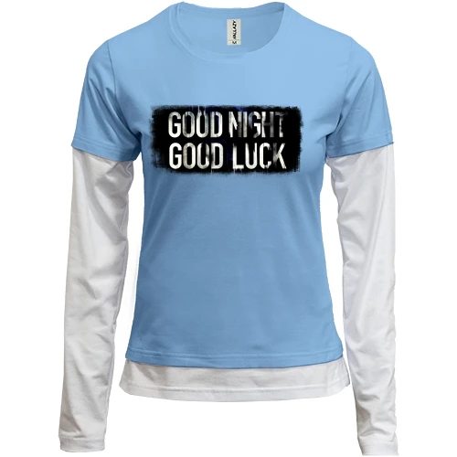 Женский лонгслив Комби с надписью Good Night - Good Luck