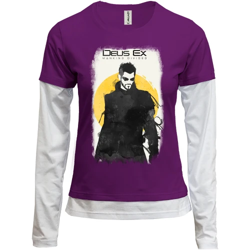 Женский лонгслив Комби с постером к игре Deus Ex