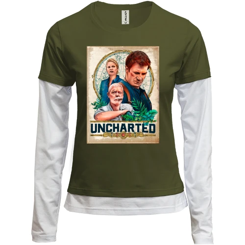 Женский лонгслив Комби с обложкой игры Uncharted
