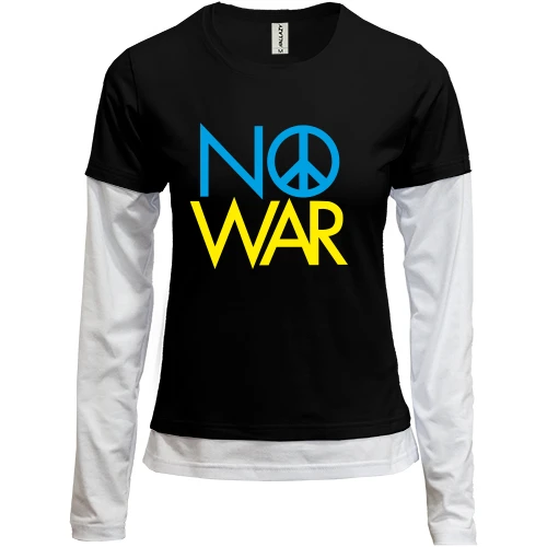 Женский лонгслив Комби с принтом «No War»