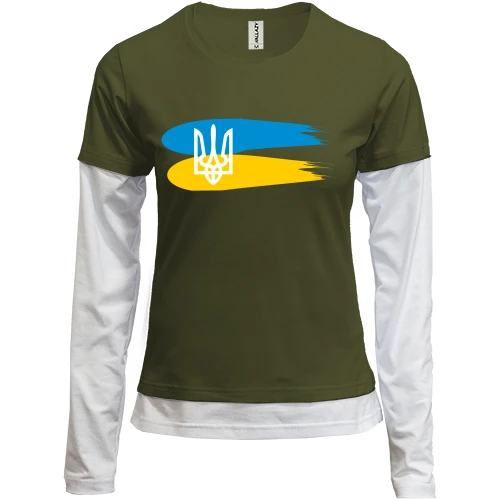 Женский лонгслив Комби с гербом Украины и красками