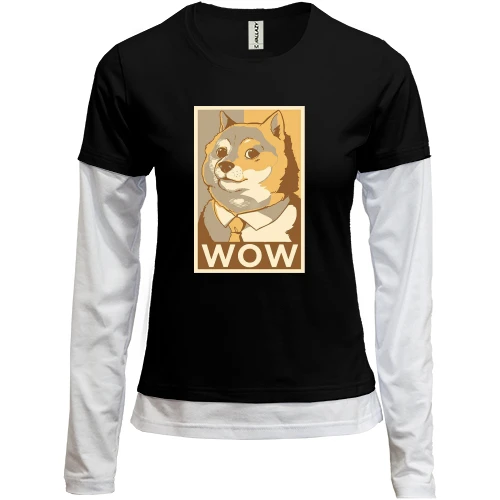 Женский лонгслив Комби wow doge