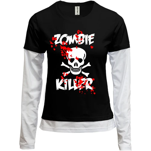 Женский лонгслив Комби, черный, Zombie killer