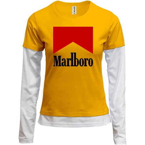 Жіночий лонгслів Комбі, Жовтий, з написом "Marlboro"