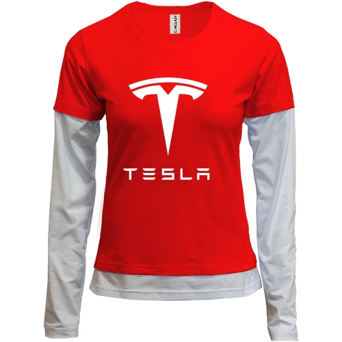 Жіночий лонгслів Комбі з лого Tesla