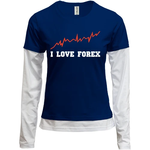 Женский лонгслив Комби с надписью "I love forex"