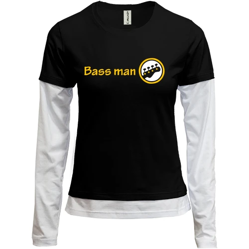 Женский лонгслив Комби с надписью "Bass man" басист