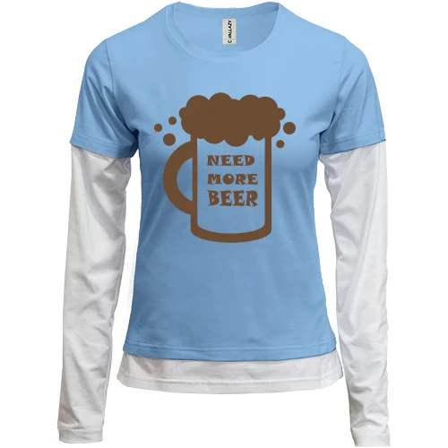 Женский лонгслив Комби с надписью Need more beer