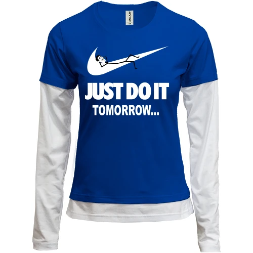 Женский лонгслив Комби с надписью Just do it Tomorrow