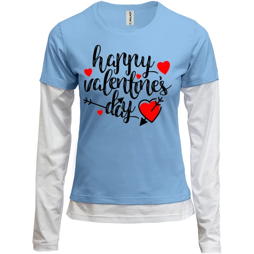 Женский лонгслив Комби с надписью Happy Valentine's Day