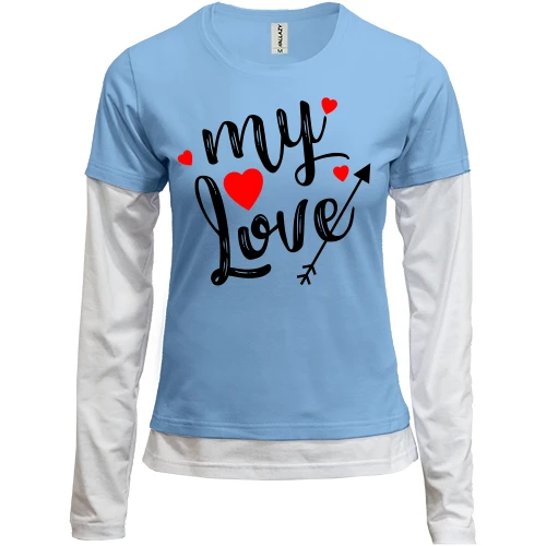Женский лонгслив Комби с надписью My love