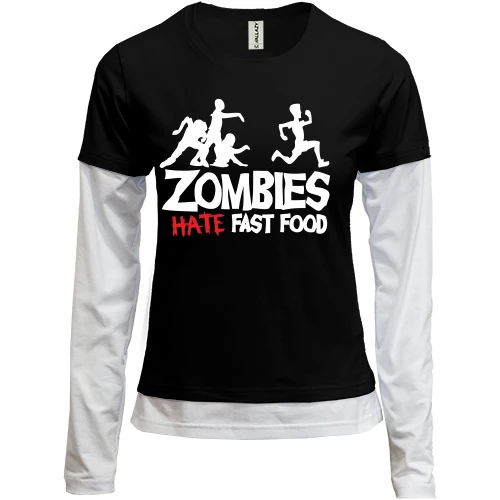 Женский лонгслив Комби Zombies hate fast food