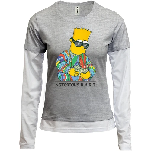 Женский лонгслив Комби, синий, с модным Бартом Симпсоном (Notorious Bart)