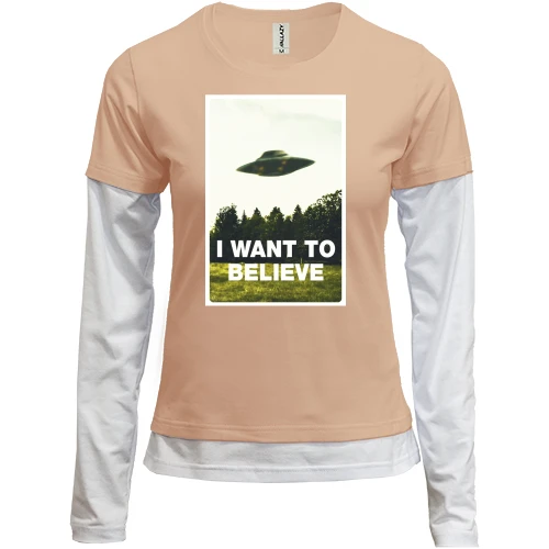 Жіночий лонгслів Комбі, Чорний, I want to believe