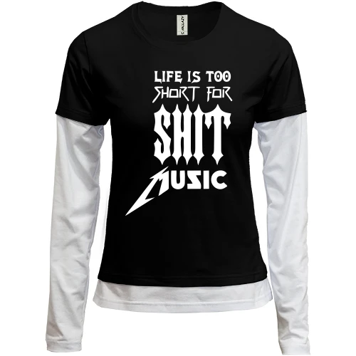 Женский лонгслив Комби Life is too short for shit music