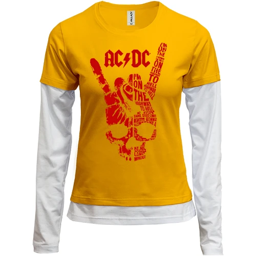 Женский лонгслив Комби AC DC череп