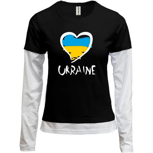 Женский лонгслив Комби с надписью "Ukraine" и сердечком