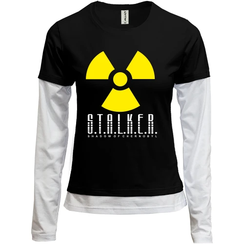 Женский лонгслив Комби с символом радиации и логотипом S.T.A.L.K.E.R.