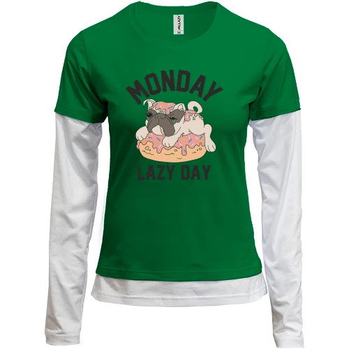 Женский лонгслив Комби Monday Lazy Day Собака