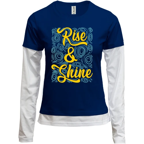Женский лонгслив Комби с надписью "Rise & Shine"