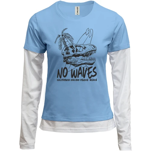 Женский лонгслив Комби No waves Серфинг Динозавр