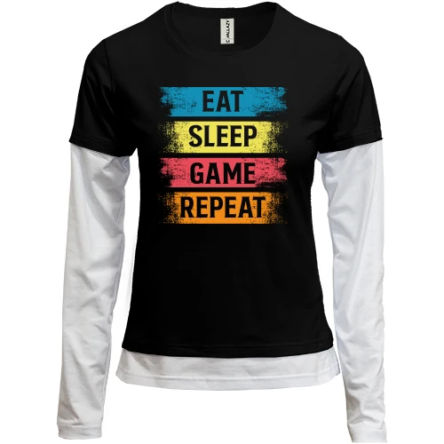 Женский лонгслив Комби Eat Sleep Game Repeat