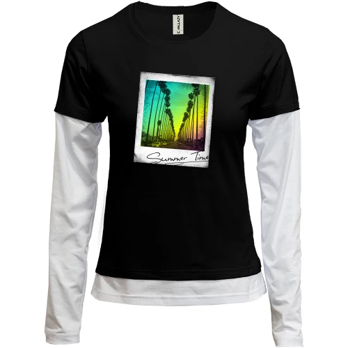 Женский лонгслив Комби Polaroid Summer Time с пальмами