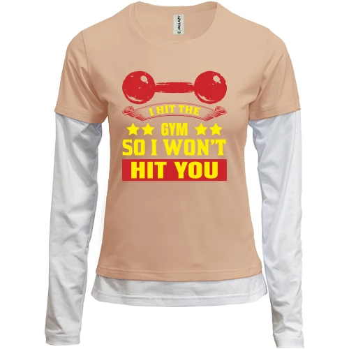 Женский лонгслив Комби I hit the gym So I want hit you