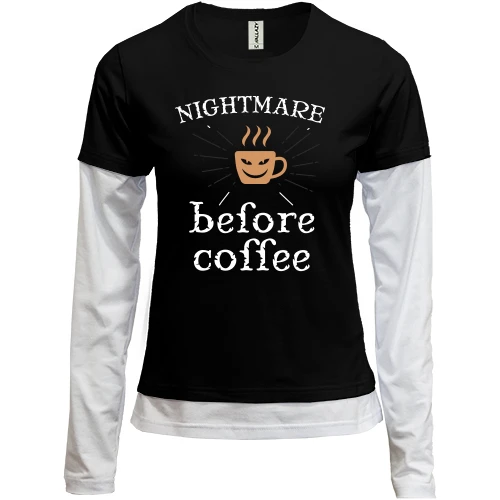 Женский лонгслив Комби Nightmare before coffee
