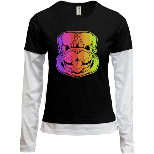 Женский лонгслив Комби Rainbow Dog
