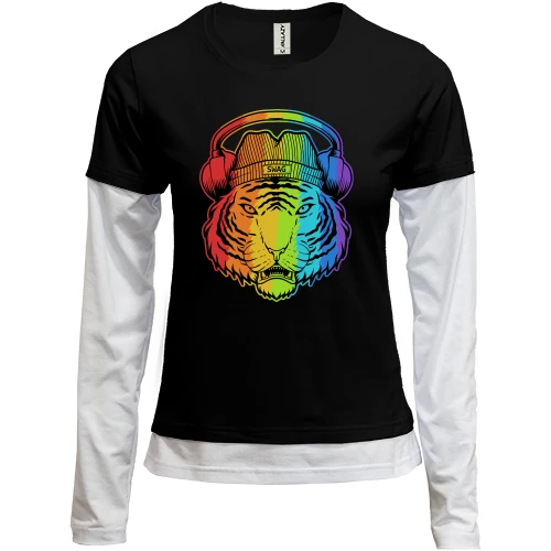 Женский лонгслив Комби Rainbow Tiger