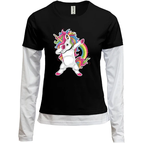 Женский лонгслив Комби Rainbow Unicorn