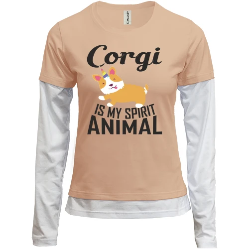 Женский лонгслив Комби Corgi - is my spirit animal