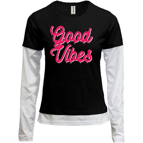 Женский лонгслив Комби Good vibes