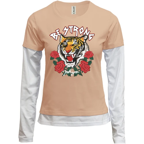 Женский лонгслив Комби Be strong tiger